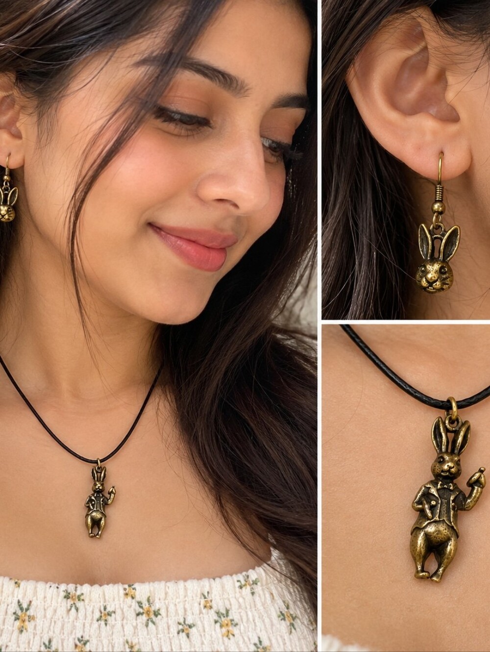 2for$40 Late For Tea 🐰☕ – Wonderland Bunny Jewelry Set 😂✨